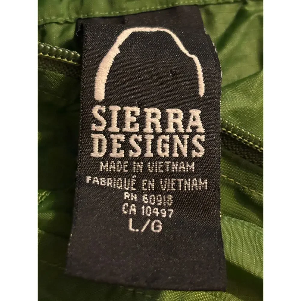 Vintage Sierra Designs Green Hooded Rain Jacket Sporty Windbreaker Large Outdoor